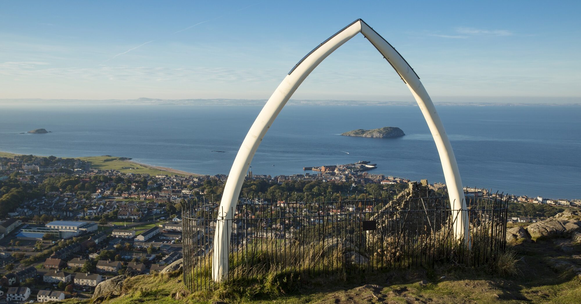 A fibreglass replica whale bone located on North Berwick Law.
