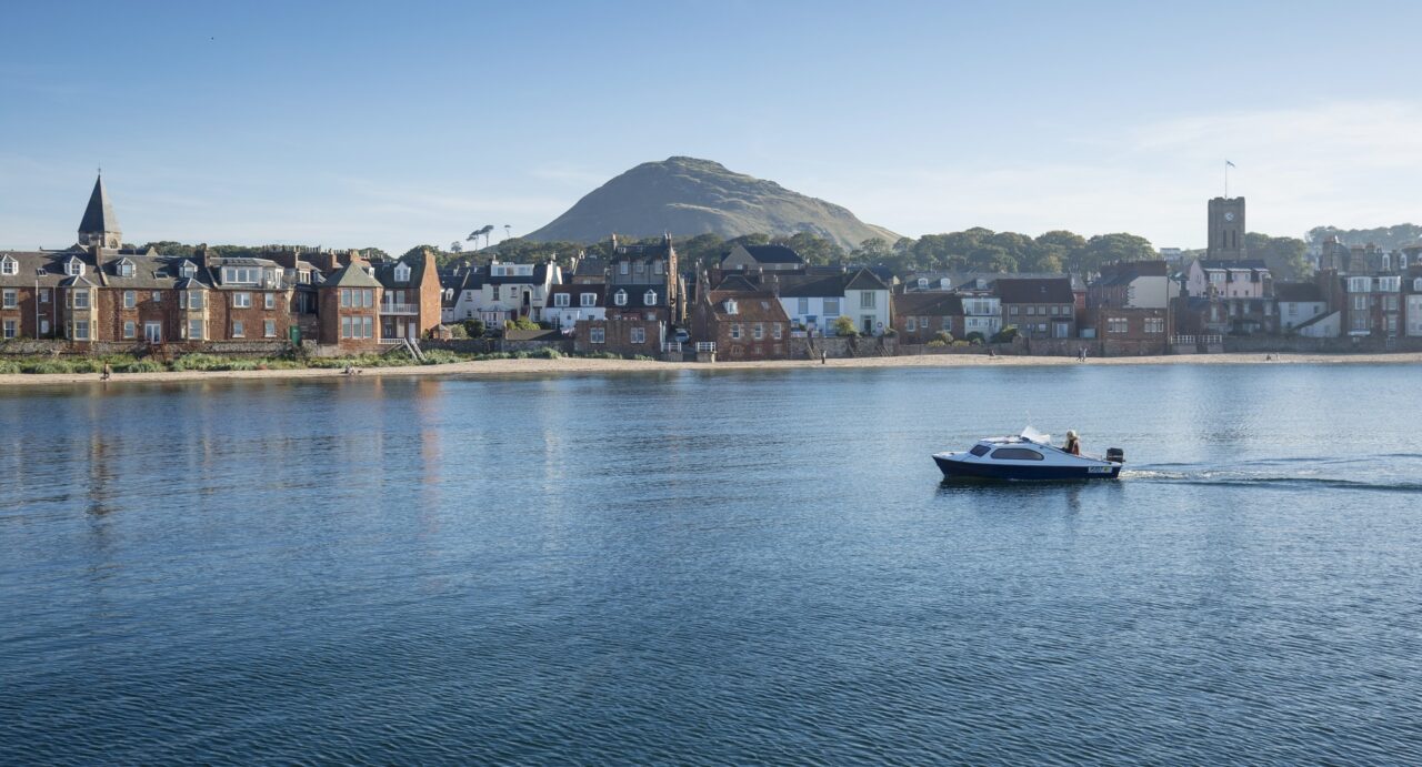 Picture taken from a boat looking towards North Berwick Beach