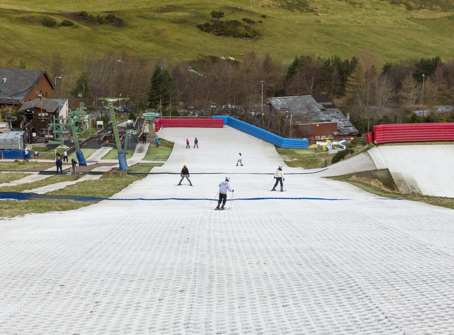 Midlothian Snowsports Centre looking from top of dry ski slope down