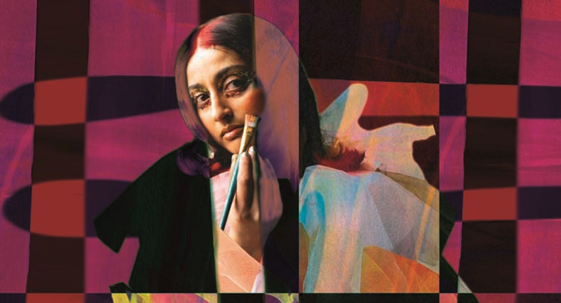 An abstract image of a women panting her face