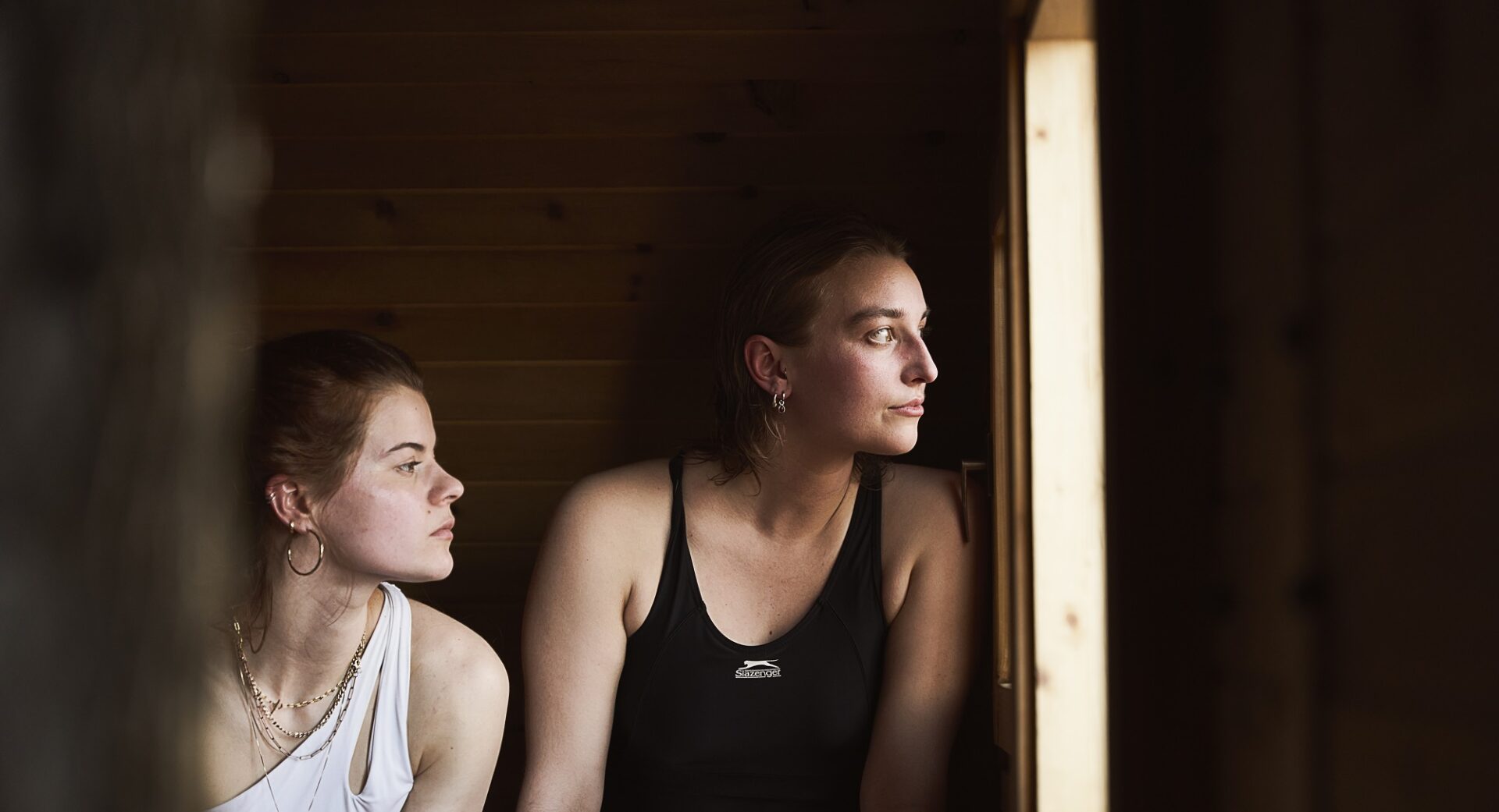 image of 2 girls at the sauna at Lost Shore