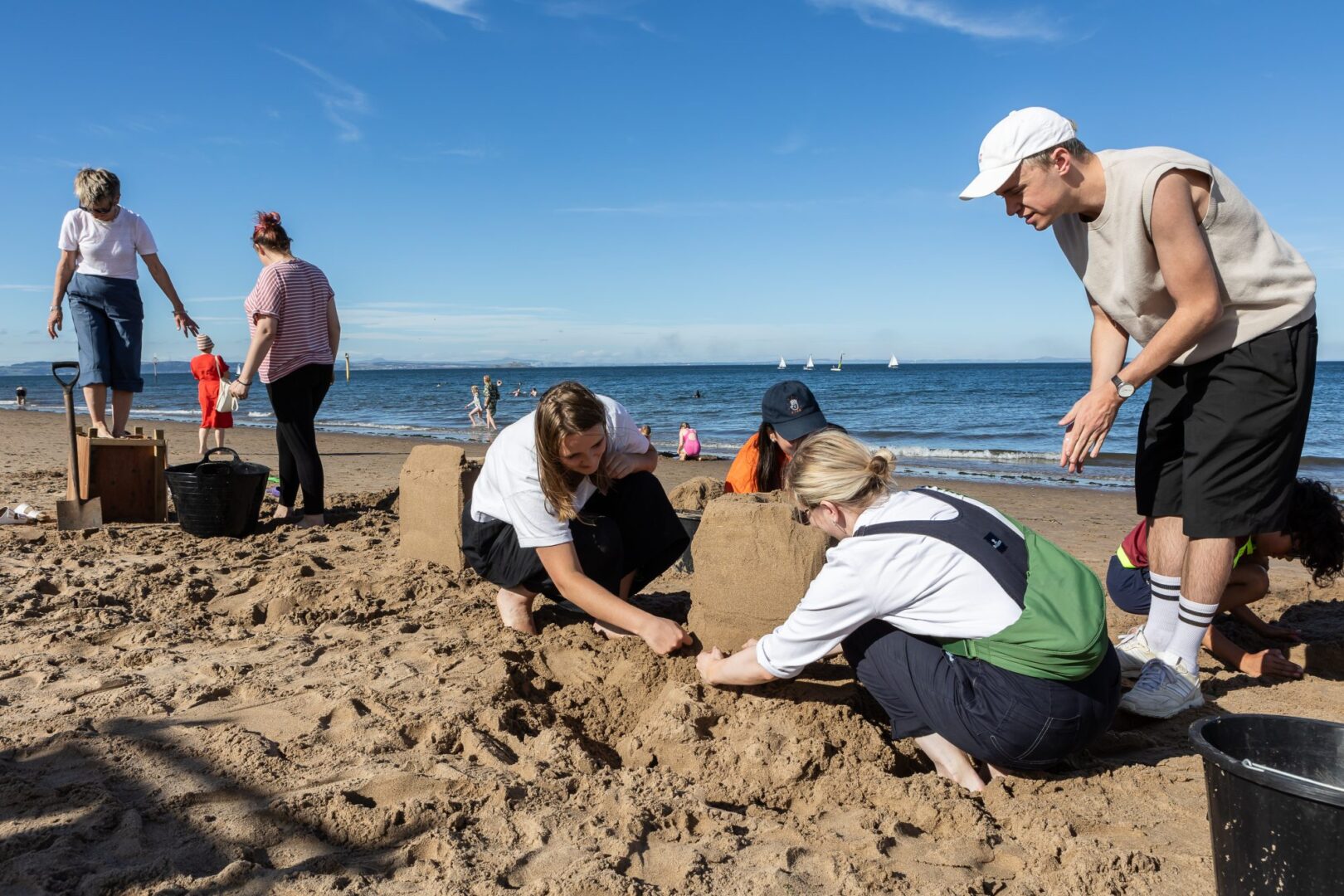 Building with sand on Portobello beach at Art Walk Porty