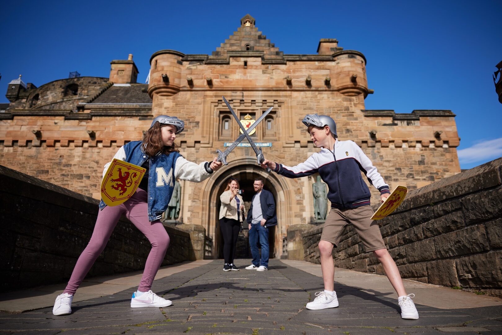 Family outside Edinburgh Castle
