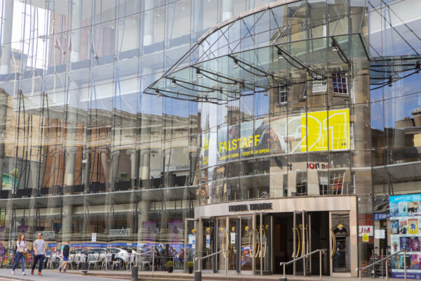 Exterior of glass fronted building.