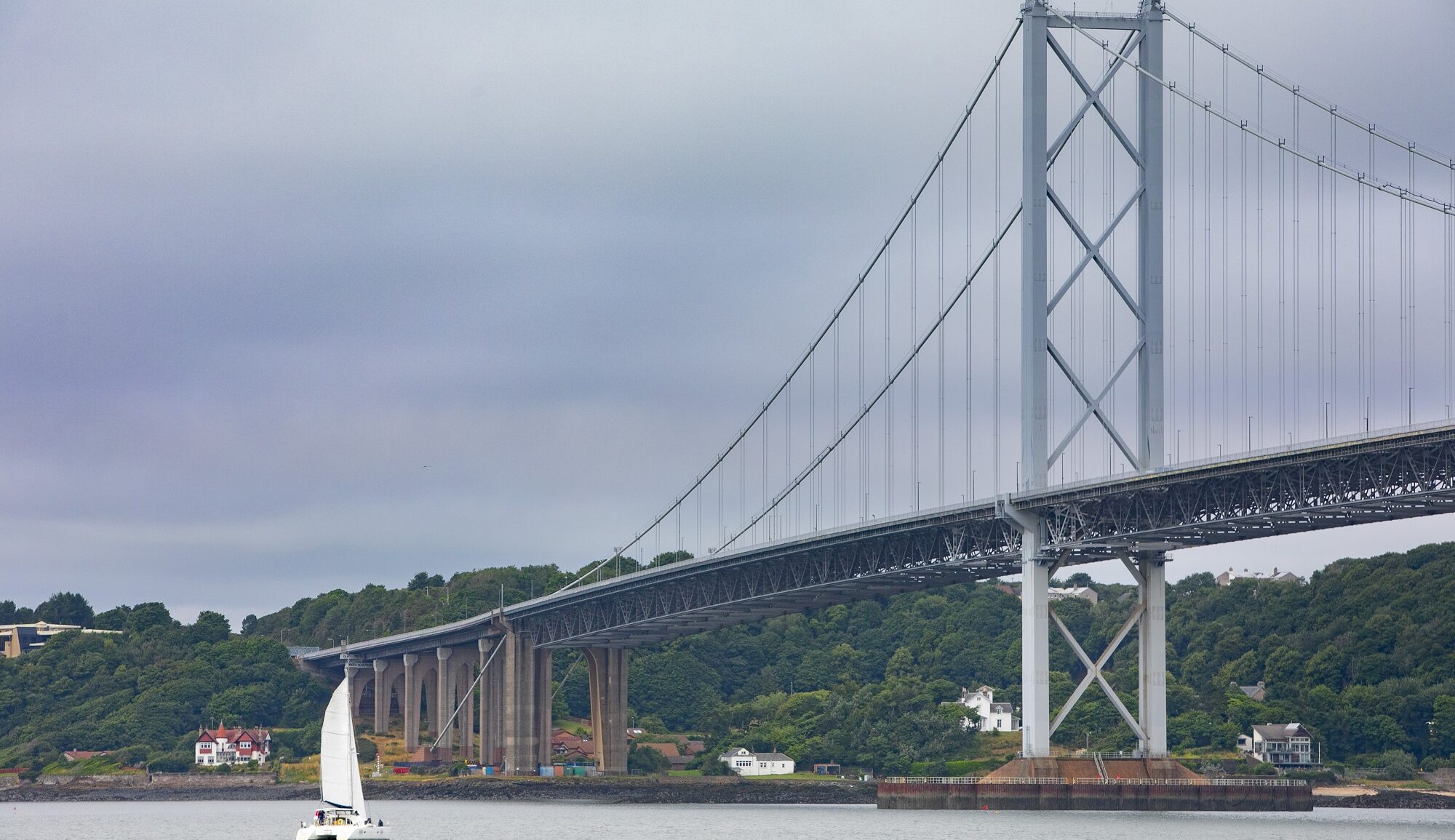 Forth Road Bridge with Sailing Boat