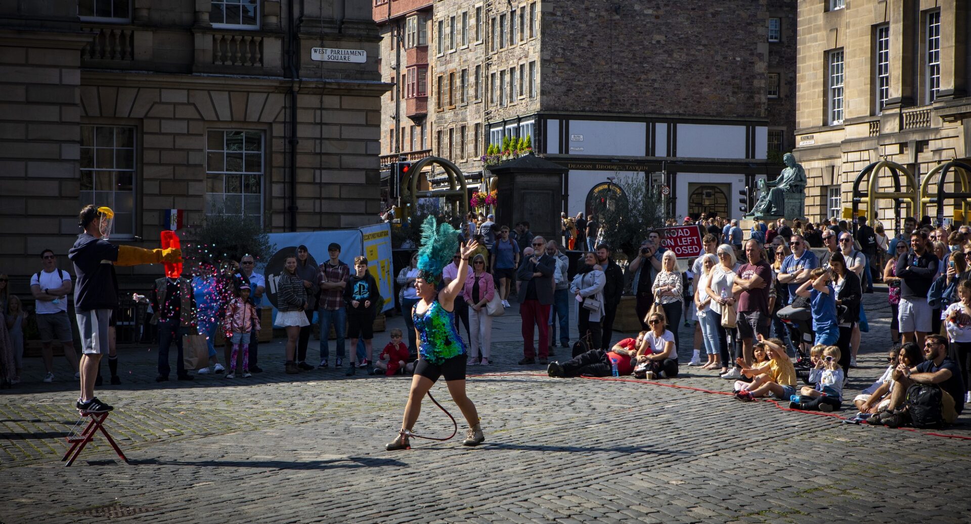 Fringe Parliament Square view of performer