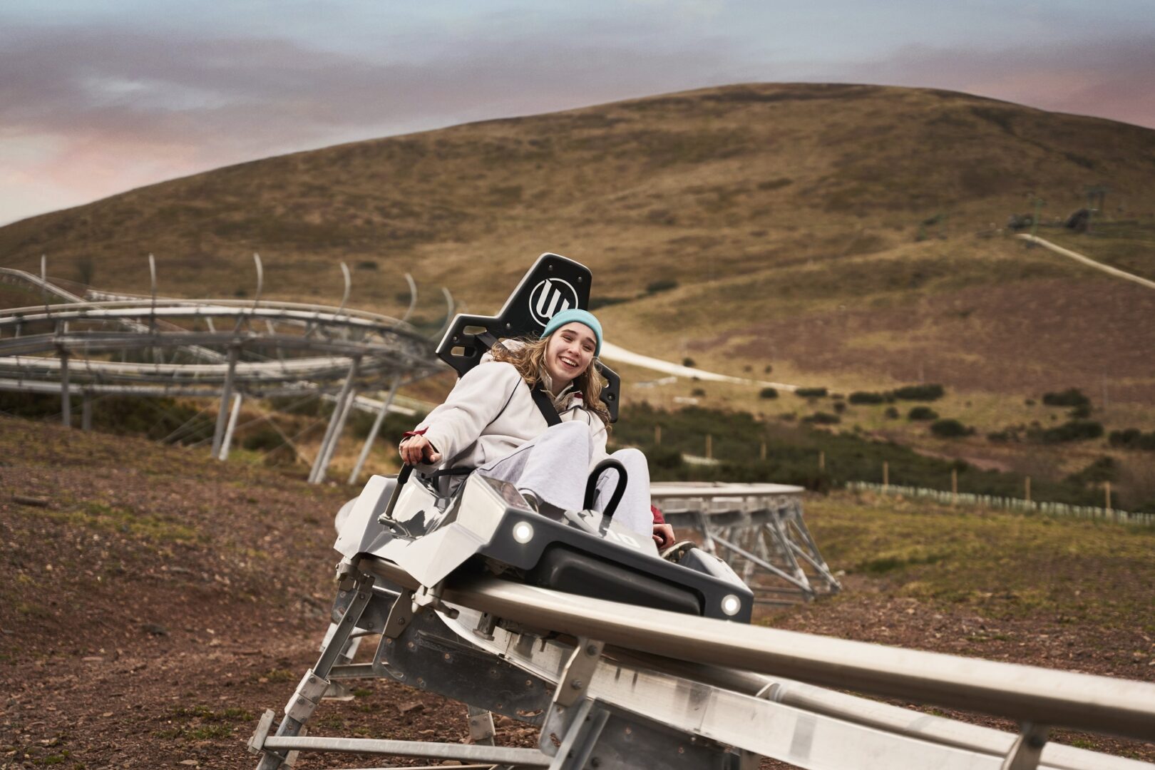 Lady on the Alpine Rollercoaster at Edinburgh Snow Centre