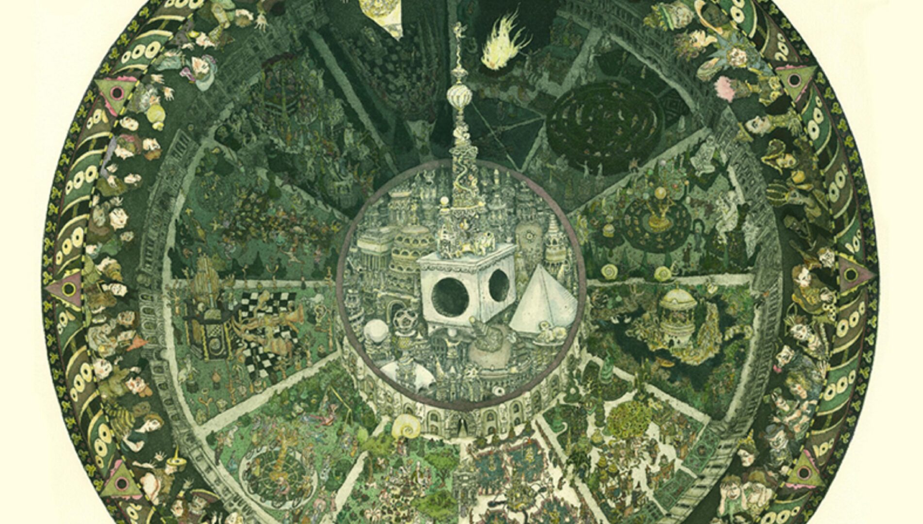 Robert Powell's The Clock Etching and watercolour