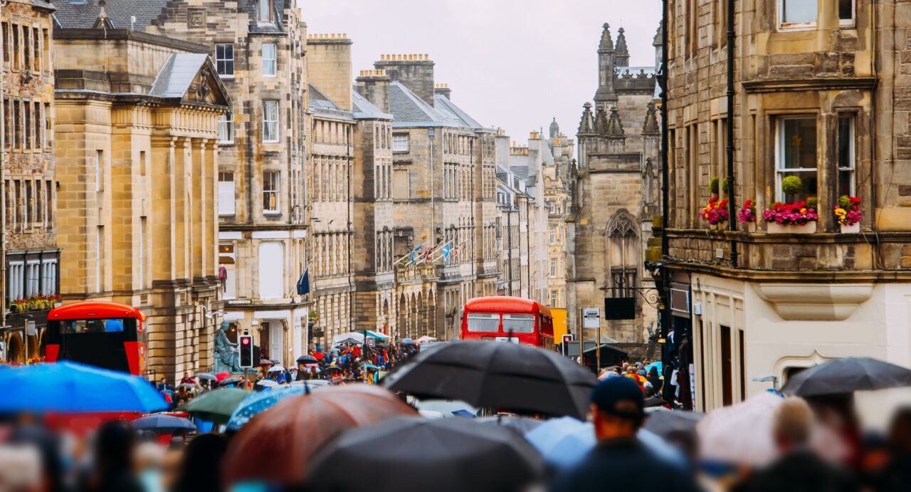 Royal Mile, Edinburgh, on a rainy day