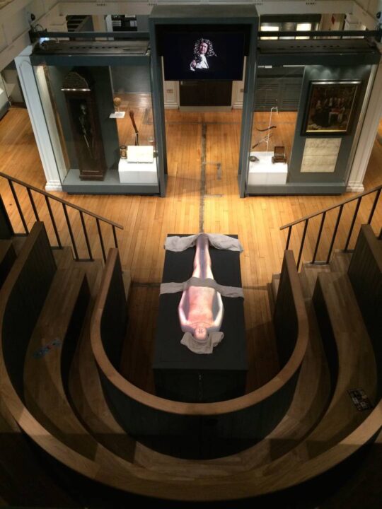 A fake dissection theatre in the History of Surgery Museum at Surgeons' Hall Museums.